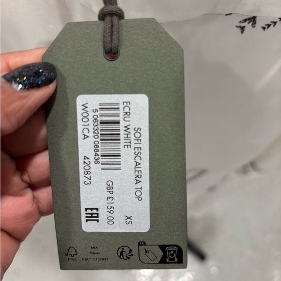 All Saints Sofi Ecru White and Black Buttoned Sleepwear Top, XS NWT - Picture 2 of 5